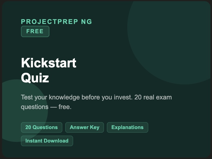 PROJECTPREP NG — Free Kickstart Quiz (20 Practice Questions)