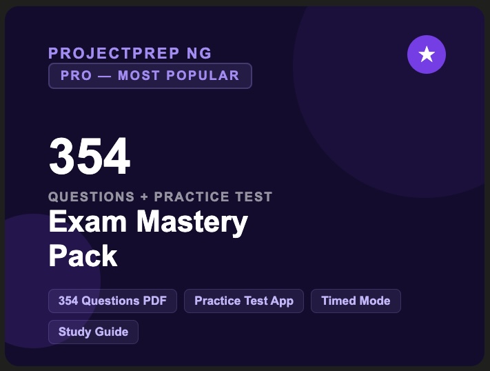 PROJECTPREP NG — Exam Mastery Pack (354 Questions + Practice Test App + Study Guide)
